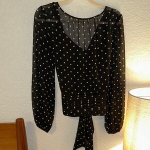 White House Black Market Black Polka Dot Blouse